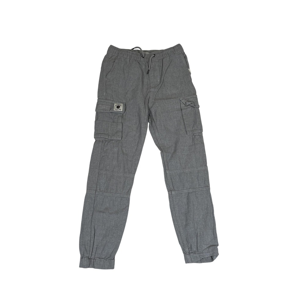 Quiksilver Jogger Pants Youth Medium Gray Cargo Elastic Waist Pockets Stretch